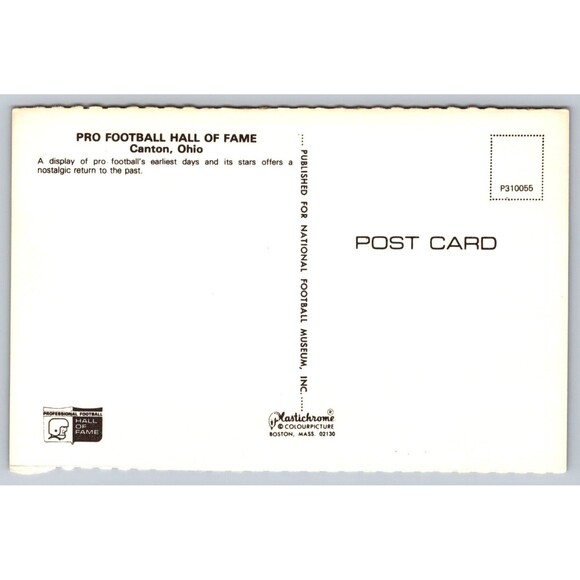 Postcard Ohio Canton Pro Football Hall of Fame Display of Football's Early Days - Picture 2 of 2